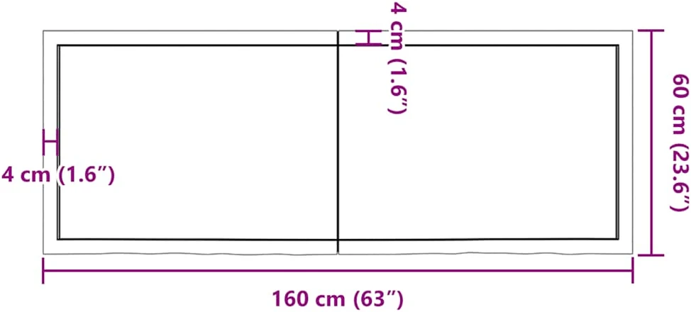 Stalviršis, tamsiai rudas, 160x60x(2-6) cm, ąžuolo masyvas