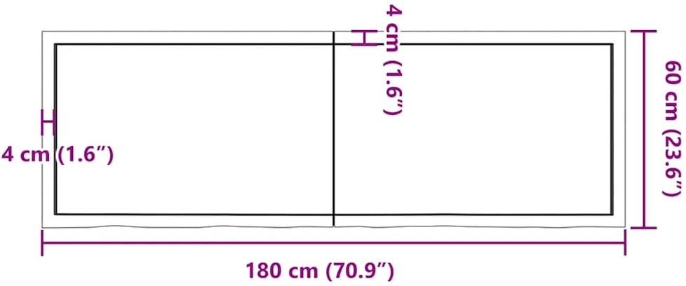 Stalviršis, tamsiai rudas, 180x60x(2-4) cm, ąžuolo masyvas