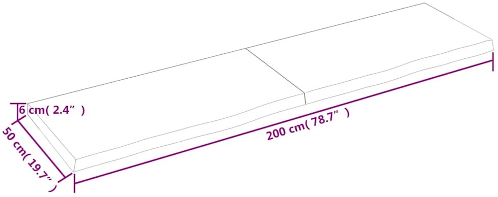Stalviršis, tamsiai rudas, 200x50x(2-6)cm, ąžuolo masyvas