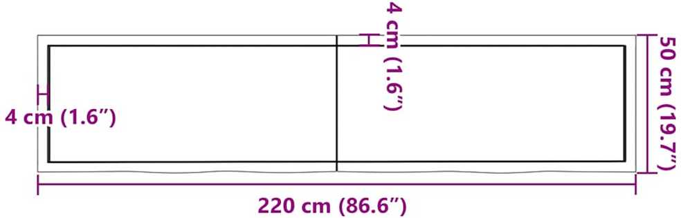 Stalviršis, tamsiai rudas, 220x50x(2-4)cm, ąžuolo masyvas