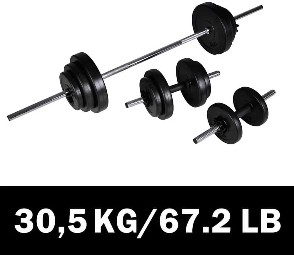 Štangos ir 2 hantelių rinkinys, 30,5kg
