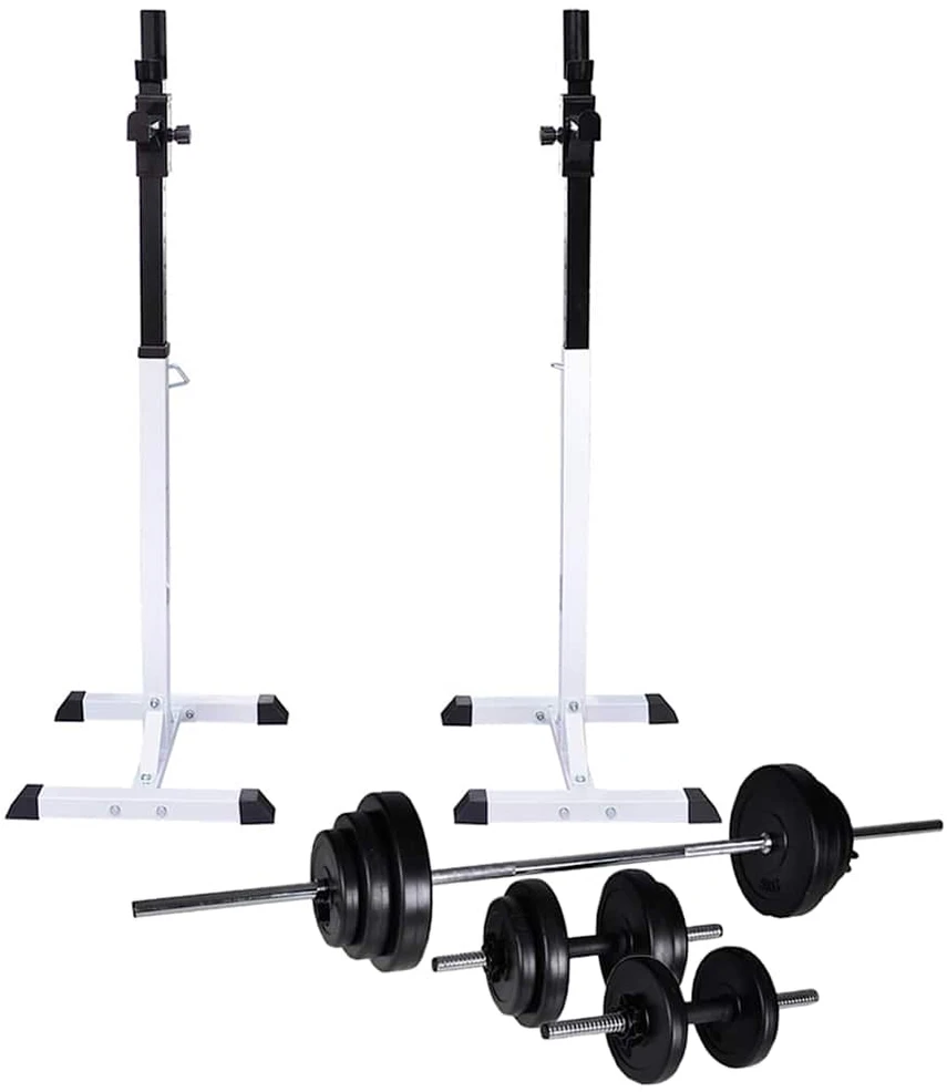 Štangos-pritūpimų stovas su štanga ir hantelių rinkiniu, 30,5kg