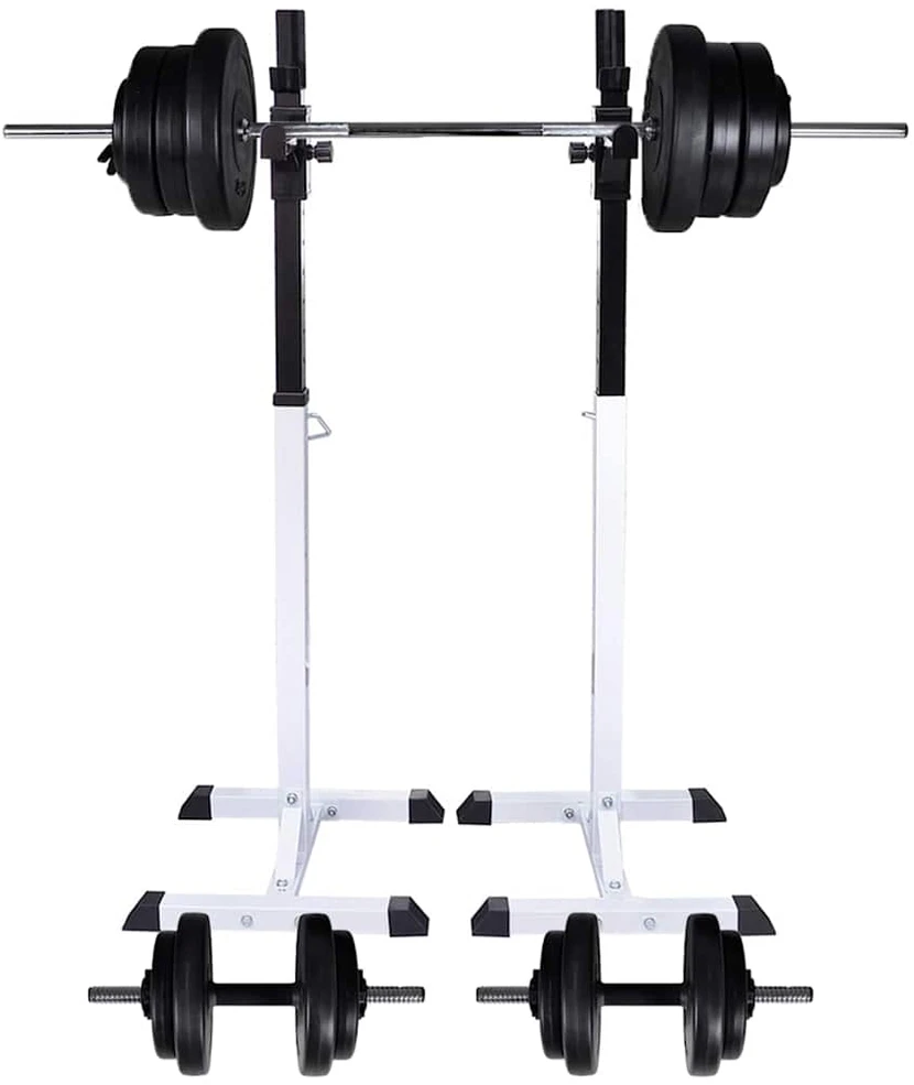 Štangos-pritūpimų stovas su štanga ir hantelių rinkiniu, 60,5kg
