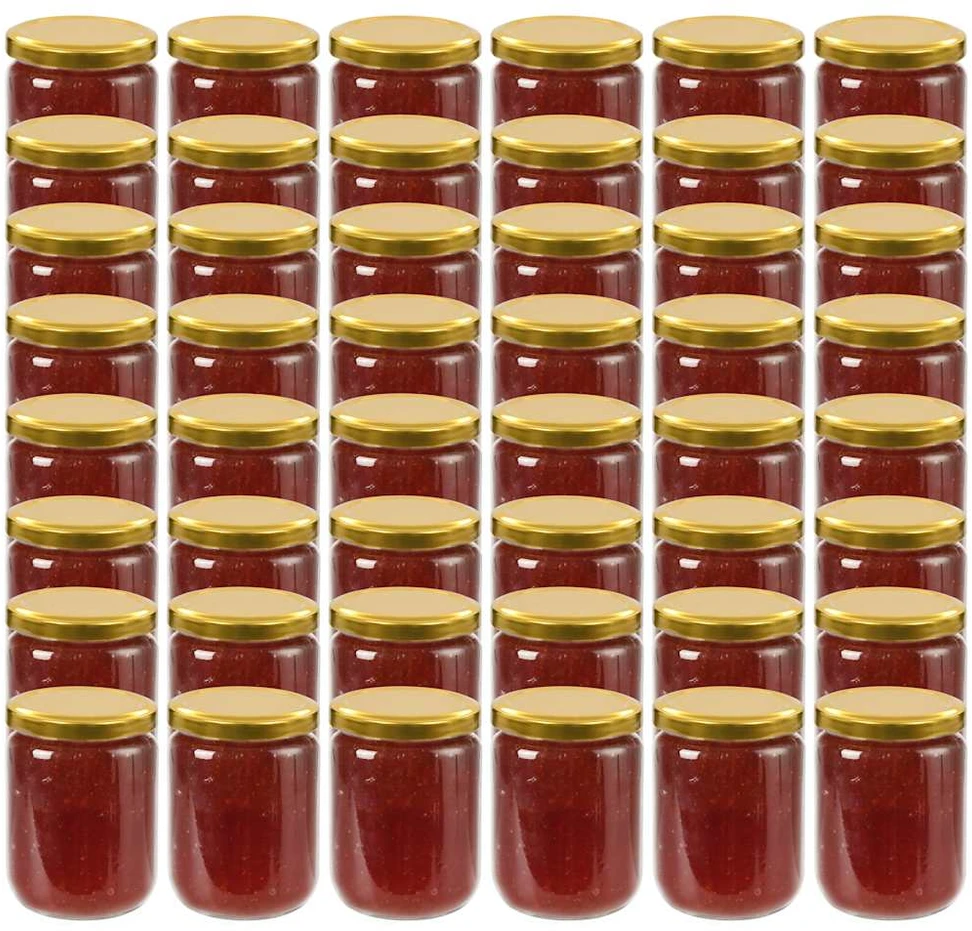 Stikl. stiklainiai uogienei su auks. sp. dangt., 48vnt., 230ml