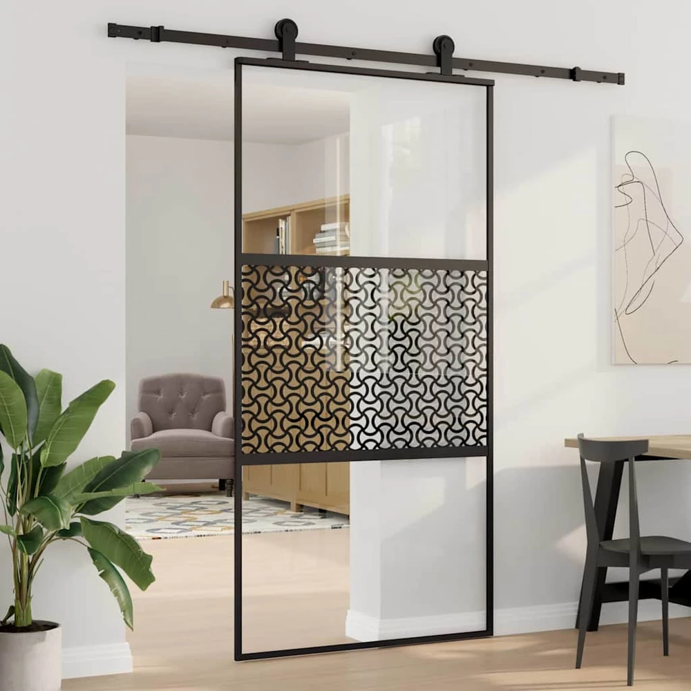 Stiklinės durys 102,5 x 2 x 205 cm Aliuminis Juoda