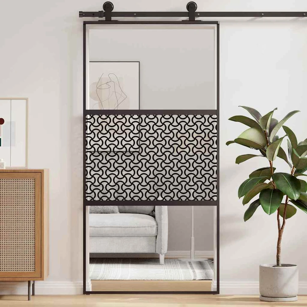 Stiklinės durys 102,5 x 2 x 205 cm Aliuminis Juoda