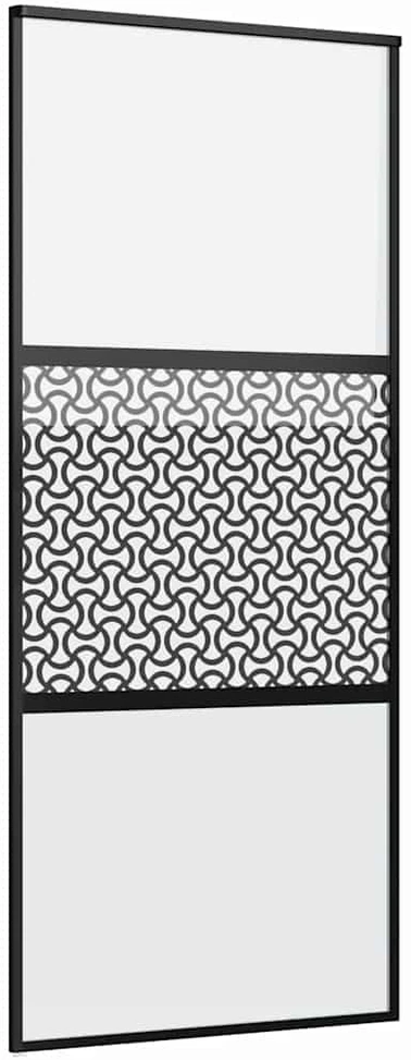 Stiklinės durys 90 x 2 x 205 cm Aliuminis Juoda