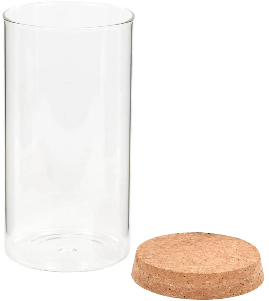 Stikliniai indai su kamštiniais dangteliais, 6vnt., 1400ml