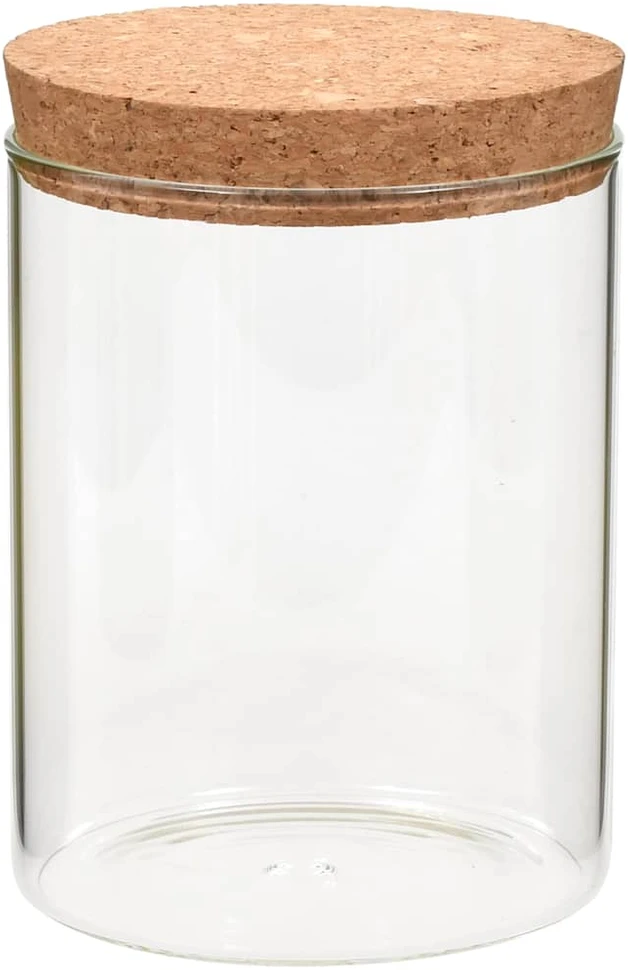 Stikliniai indai su kamštiniais dangteliais, 6vnt., 650ml