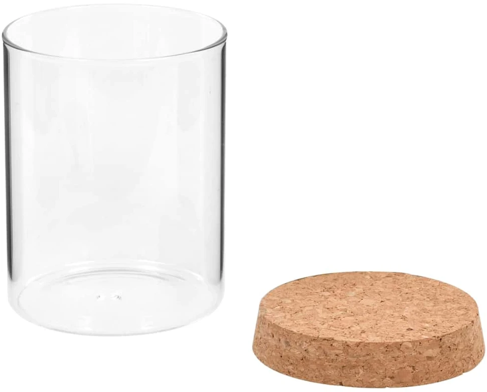 Stikliniai indai su kamštiniais dangteliais, 6vnt., 650ml