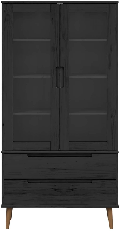 Stiklinis vitrininis kabinetas MOLDE 90 x 35 x 175 cm Juoda