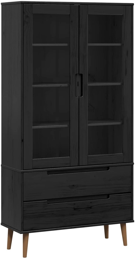 Stiklinis vitrininis kabinetas MOLDE 90 x 35 x 175 cm Juoda
