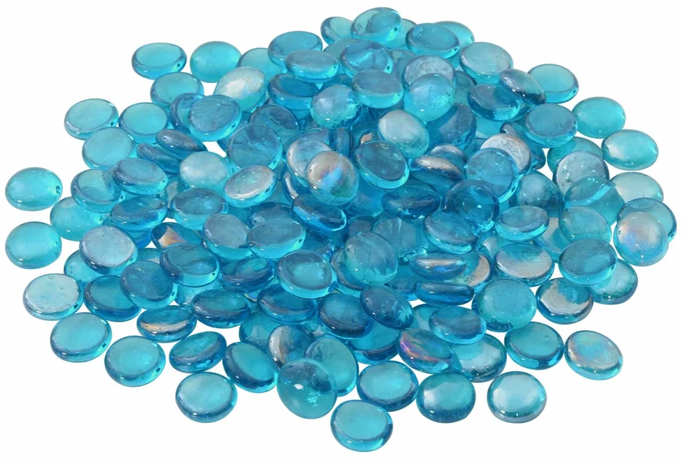 Stiklo granulių 17-19 mm Akvamarino mėlyna Stiklas