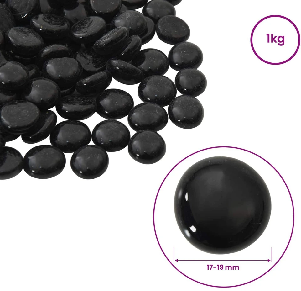 Stiklo granulių 17-19 mm Juoda Stiklas