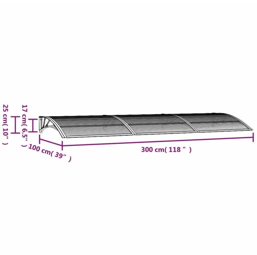 Stogelis durims, juodos spalvos, 300x100cm, polikarbonatas