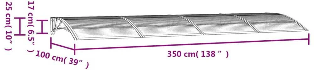 Stogelis durims, juodos spalvos, 350x100cm, polikarbonatas