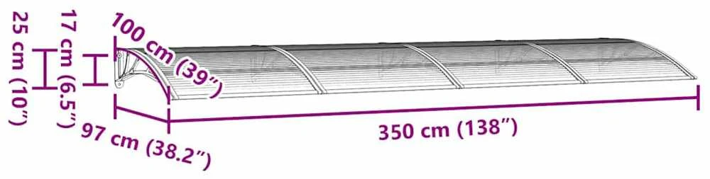 Stogelis durims, juodos spalvos, 350x100cm, polikarbonatas