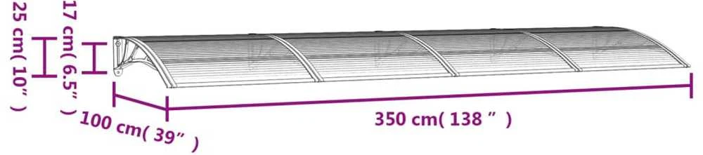 Stogelis durims, pilkos spalvos, 350x100cm, polikarbonatas