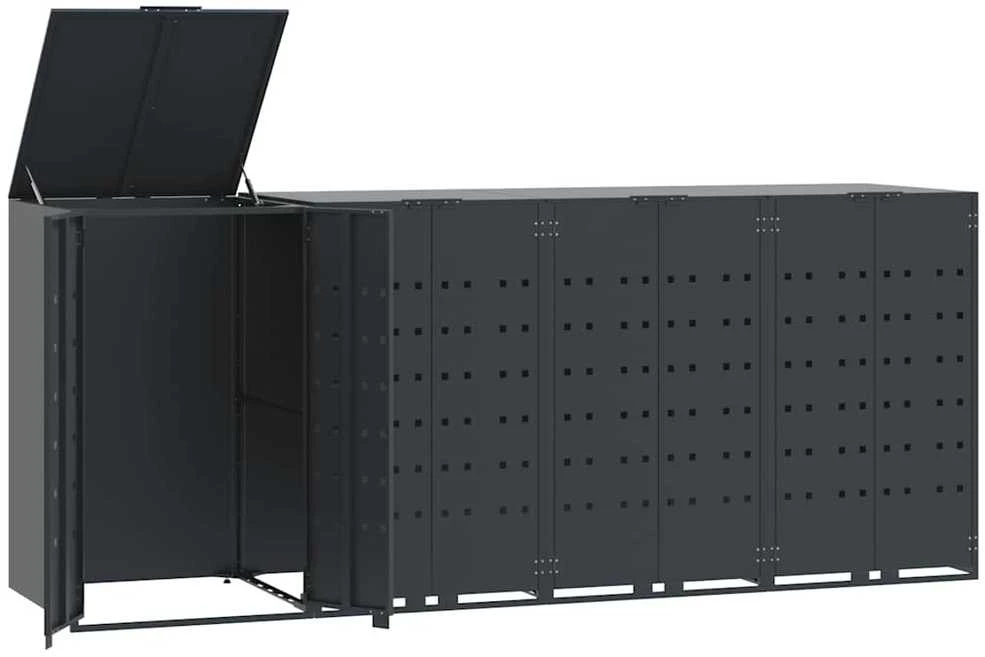 Stoginė 4 konteineriams, antracito, 276x79x117cm, plienas