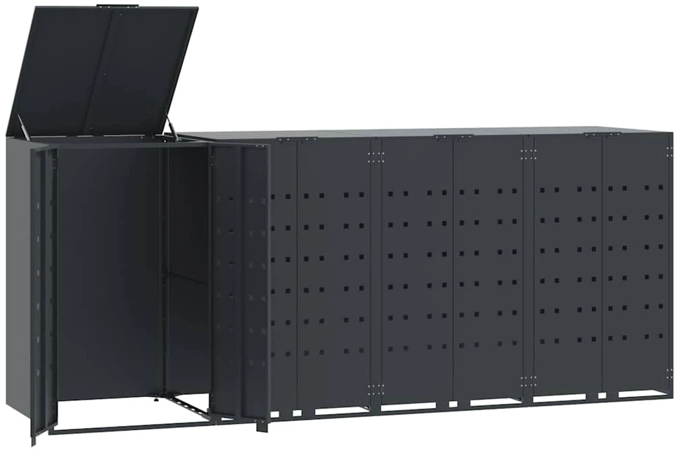 Stoginė 4 konteineriams, antracito, 276x79x117cm, plienas