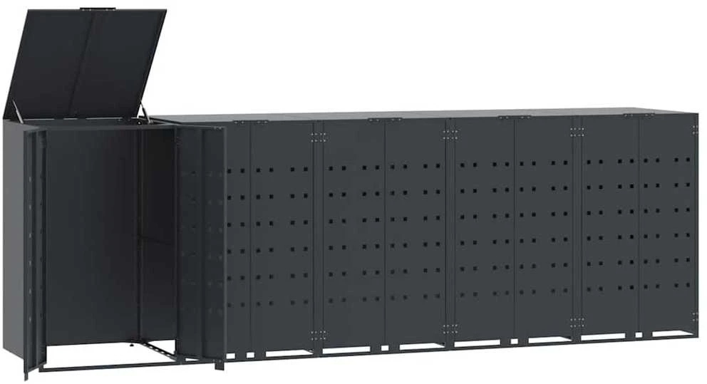 Stoginė 5 konteineriams, antracito, 345x79x117cm, plienas
