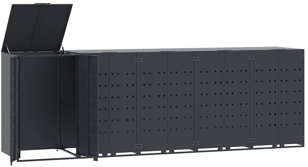 Stoginė 5 konteineriams, antracito, 345x79x117cm, plienas
