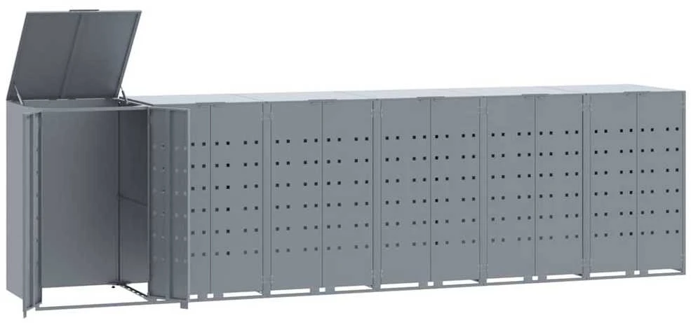 Stoginė 6 konteineriams, pilka, 414x79x117cm, plienas