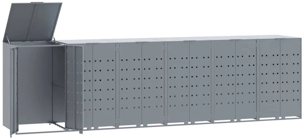 Stoginė 6 konteineriams, pilka, 414x79x117cm, plienas