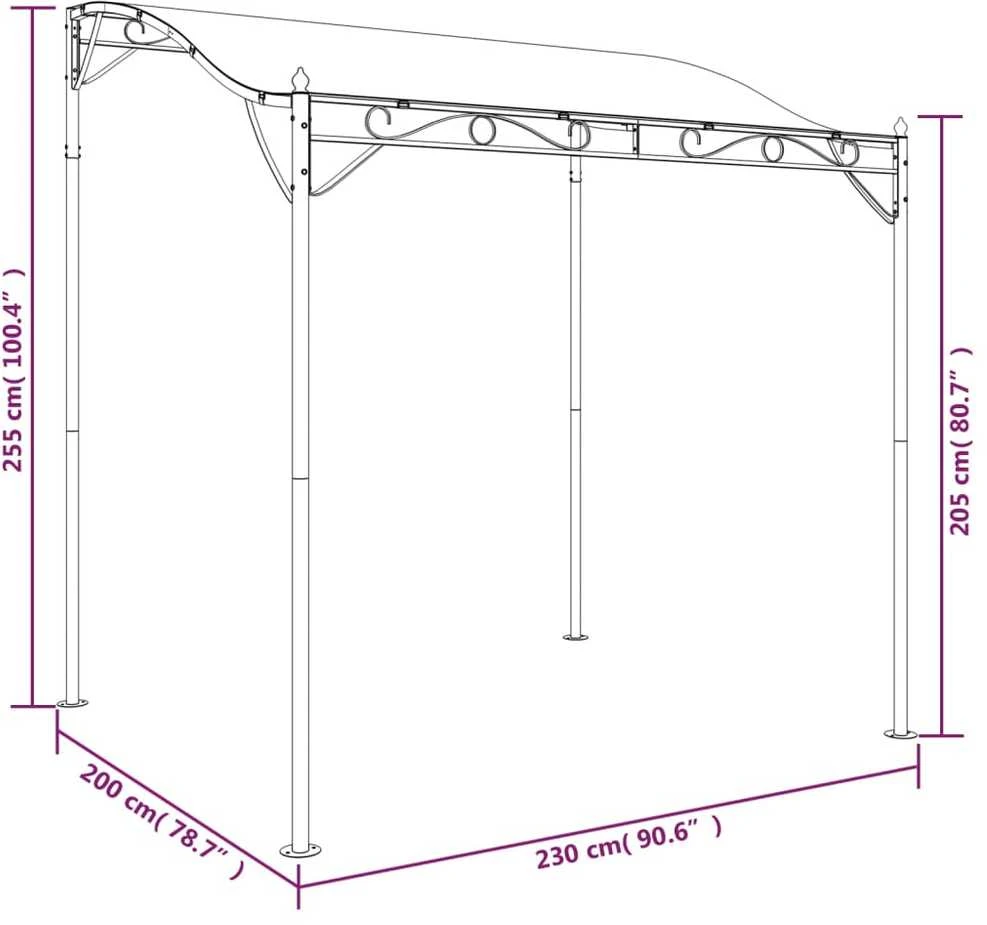 Stoginė, antracito spalvos, 2x2,3m, audinys ir plienas, 180g/m²