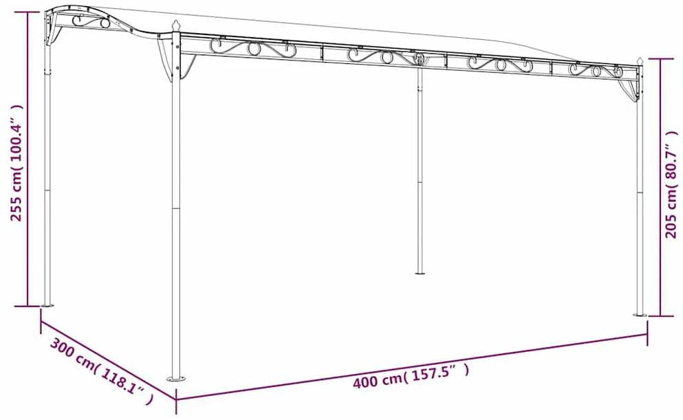 Stoginė, kreminės spalvos, 4x3m, audinys ir plienas, 180g/m²
