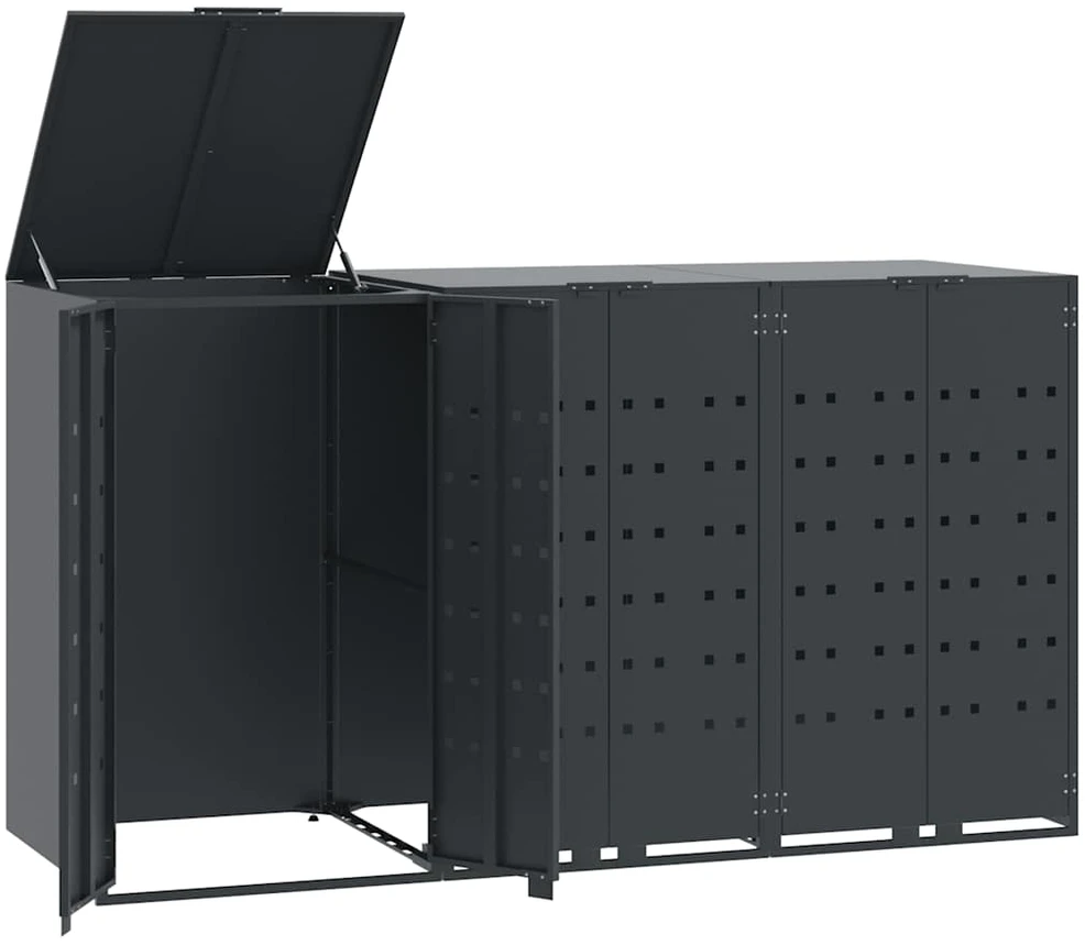 Stoginė trim konteineriams, antracito, 207x79x117cm, plienas