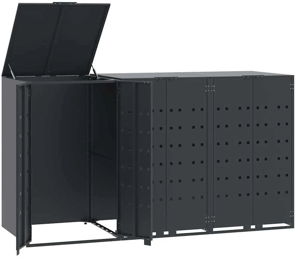 Stoginė trim konteineriams, antracito, 207x79x117cm, plienas