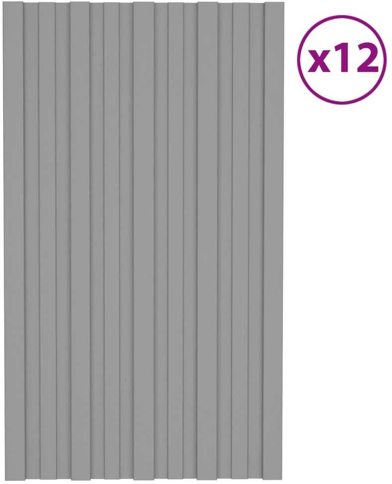 Stogo plokštė 12 vnt. Pilka 80 x 45 cm Galvanizuotas plienas