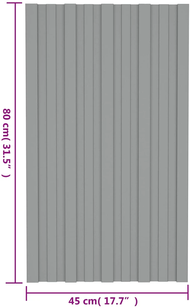 Stogo plokštė 12 vnt. Pilka 80 x 45 cm Galvanizuotas plienas