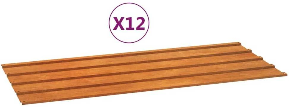 Stogo plokštės, 12vnt., rūdžių, 100x44cm, Corten plienas