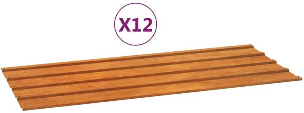 Stogo plokštės, 12vnt., rūdžių, 100x44cm, Corten plienas