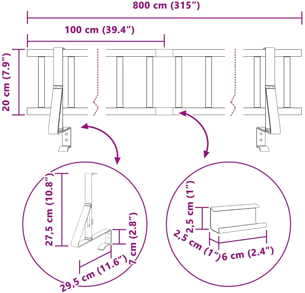 Stogo sniego sargas Antracito 800 x 29,5 x 34,5 cm Plienas