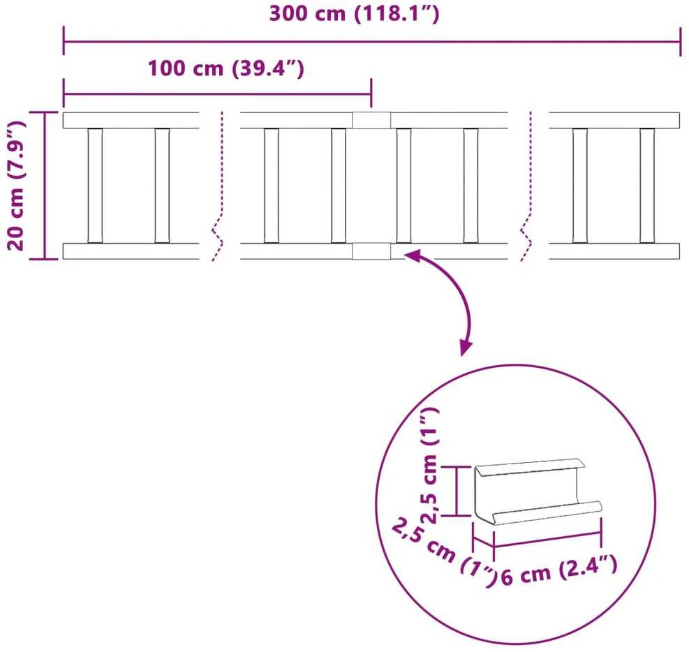Stogo sniego sargas Juoda 300 x 2,5 x 20 cm Plienas