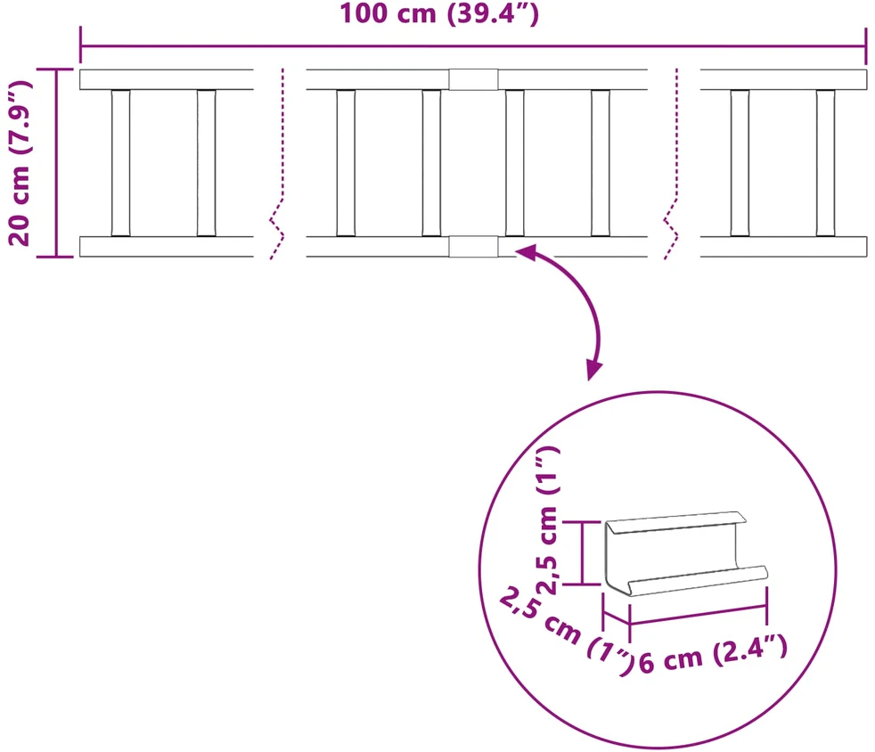 Stogo sniego sargas Raudona 100 x 2,5 x 20 cm Plienas