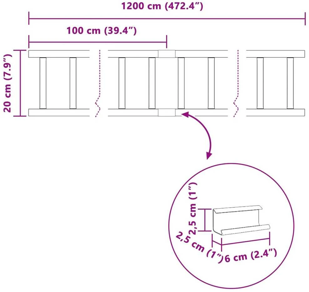 Stogo sniego sargas Raudona 1200 x 2,5 x 20 cm Plienas