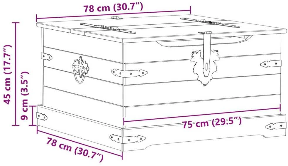 storage box Balta 78 x 78 x 45 cm Kietos pušies mediena