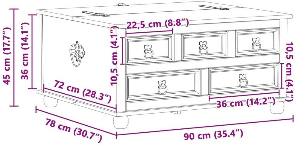 storage box Balta 90 x 78 x 45 cm Kietos pušies mediena