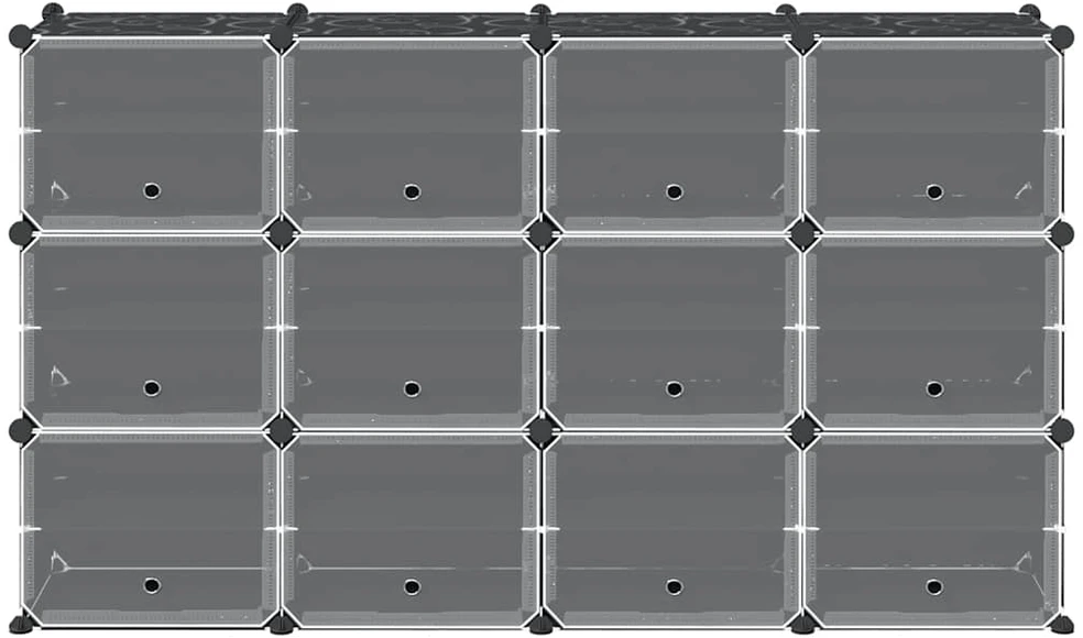 Storage Cube Organizer su 12 kubelių ir durelėmis Juodas PP