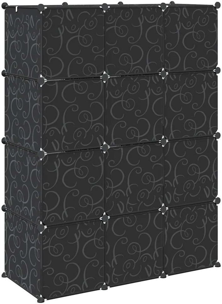 Storage Cube Organizer su 12 kubelių ir pakabinamų strypų PP