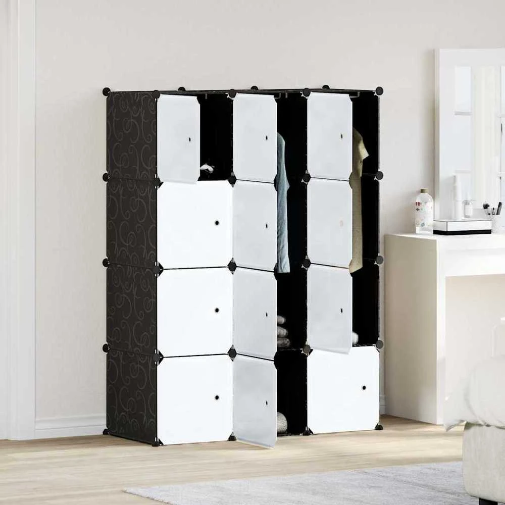 Storage Cube Organizer su 12 kubelių ir pakabinamų strypų PP