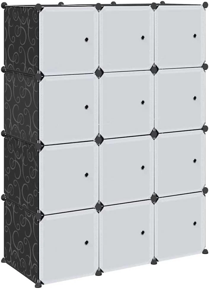 Storage Cube Organizer su 12 kubelių ir pakabinamų strypų PP