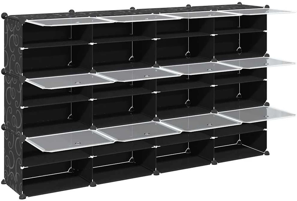 Storage Cube Organizer su 12 kubelių ir durelėmis Juodas PP
