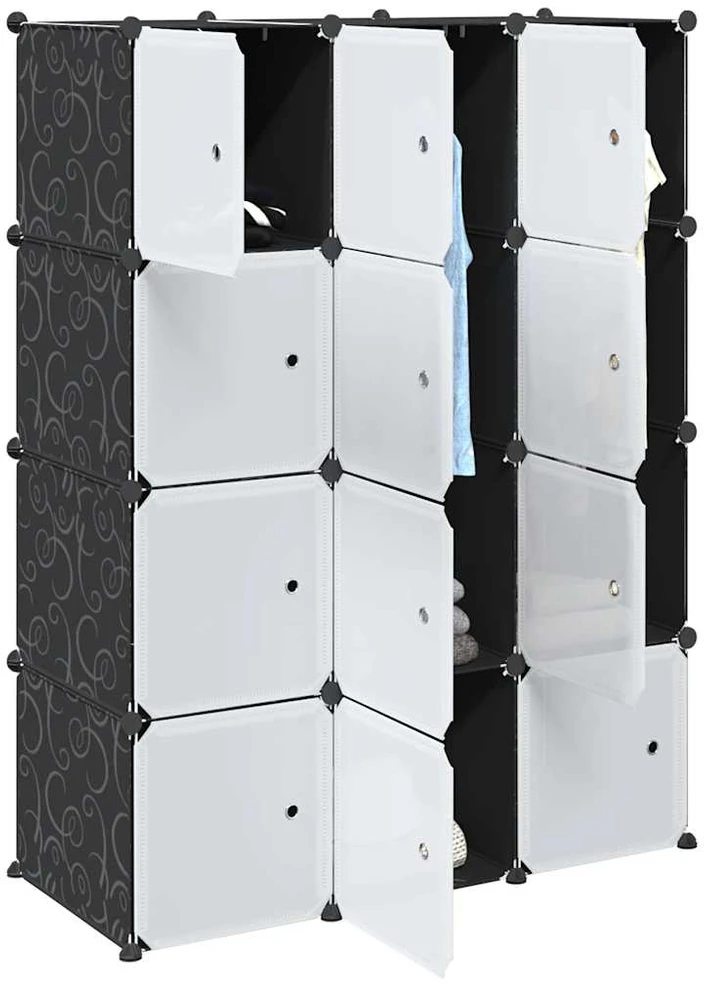 Storage Cube Organizer su 12 kubelių ir pakabinamų strypų PP