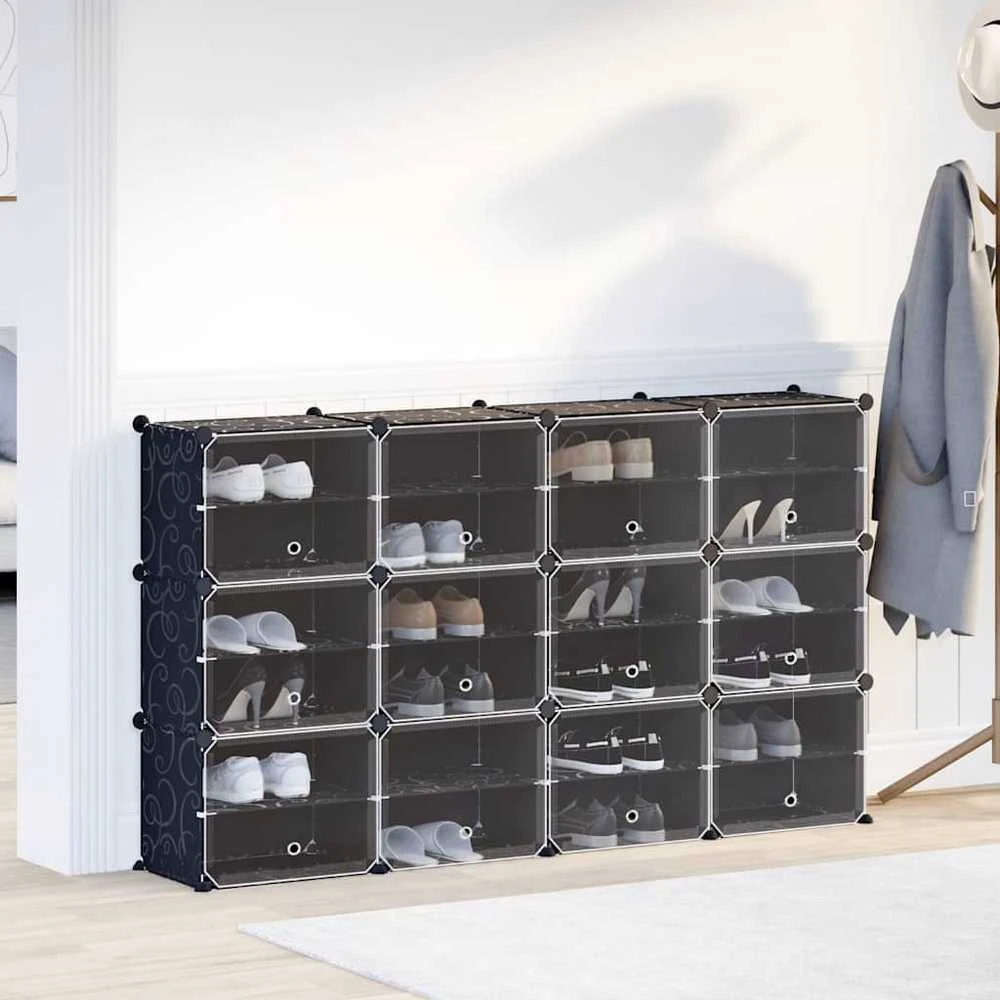 Storage Cube Organizer su 12 kubelių ir durelėmis Juodas PP