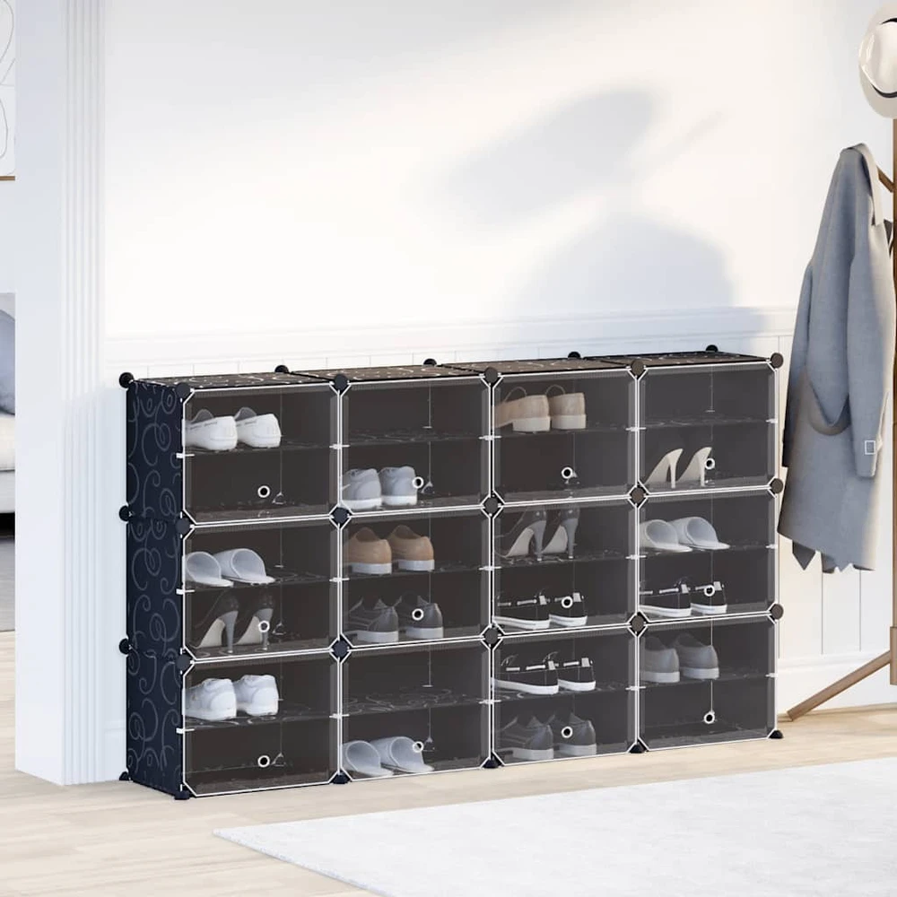 Storage Cube Organizer su 12 kubelių ir durelėmis Juodas PP